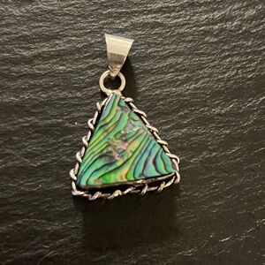 Artisan Made Abalone Sterling Silver Triangle Pendant New Without Tags